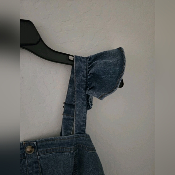 Ruffle Women's Denim Jumpsuit. (Evolutionary) - Picture 5 of 12